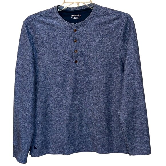 UNTUCKit‎ Urey Henley Long Sleeve Pullover Sweater Shirt Size Medium Blue 40983 - Picture 1 of 7